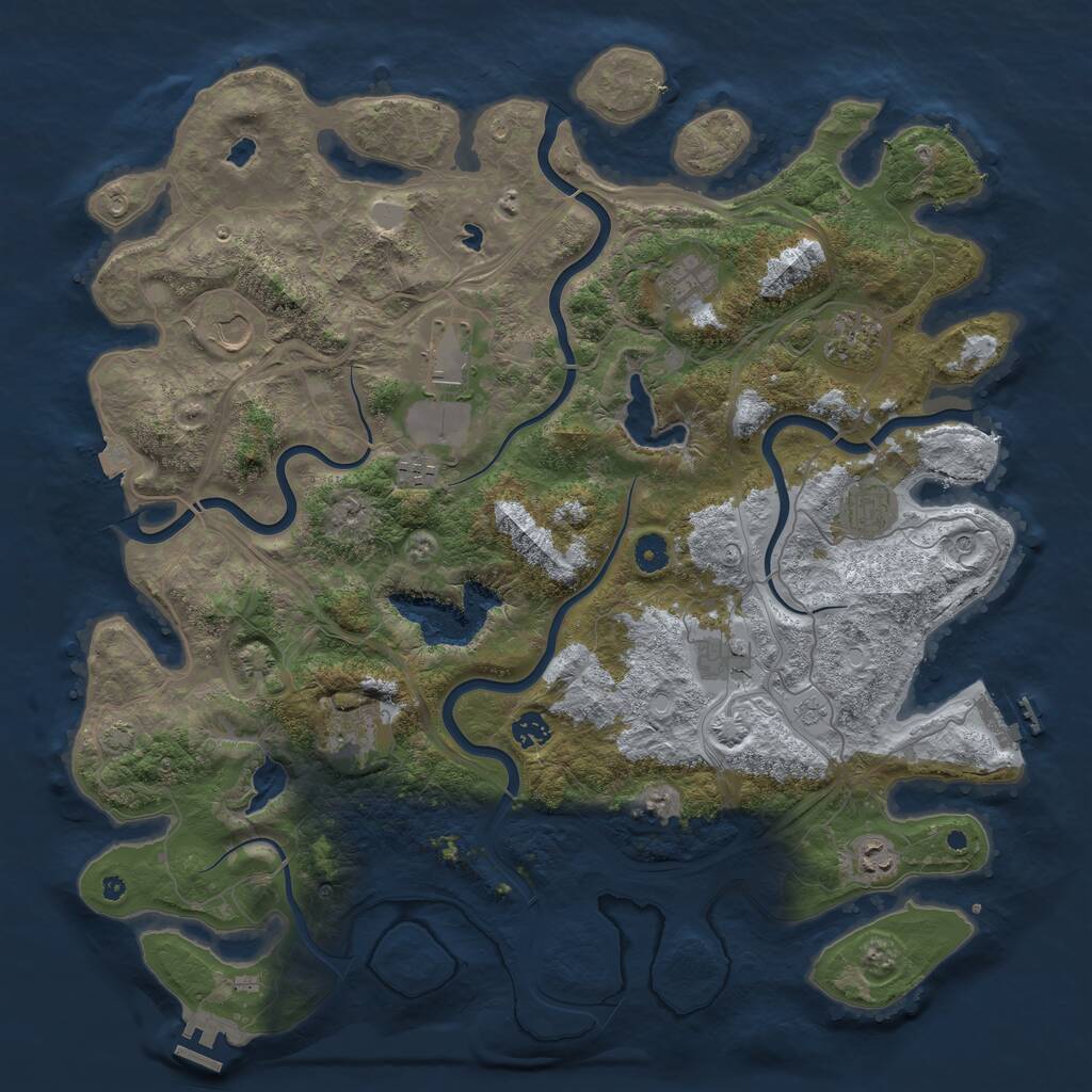 Rust Map: Procedural Map, Size: 4500, Seed: 264871594, 16 Monuments