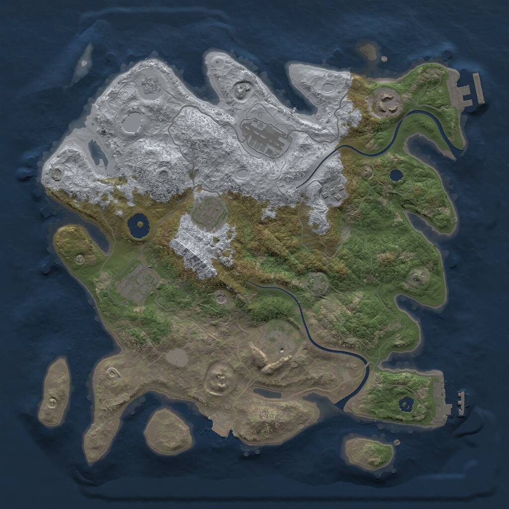 Rust Map: Procedural Map, Size: 3300, Seed: 1465175350, 12 Monuments