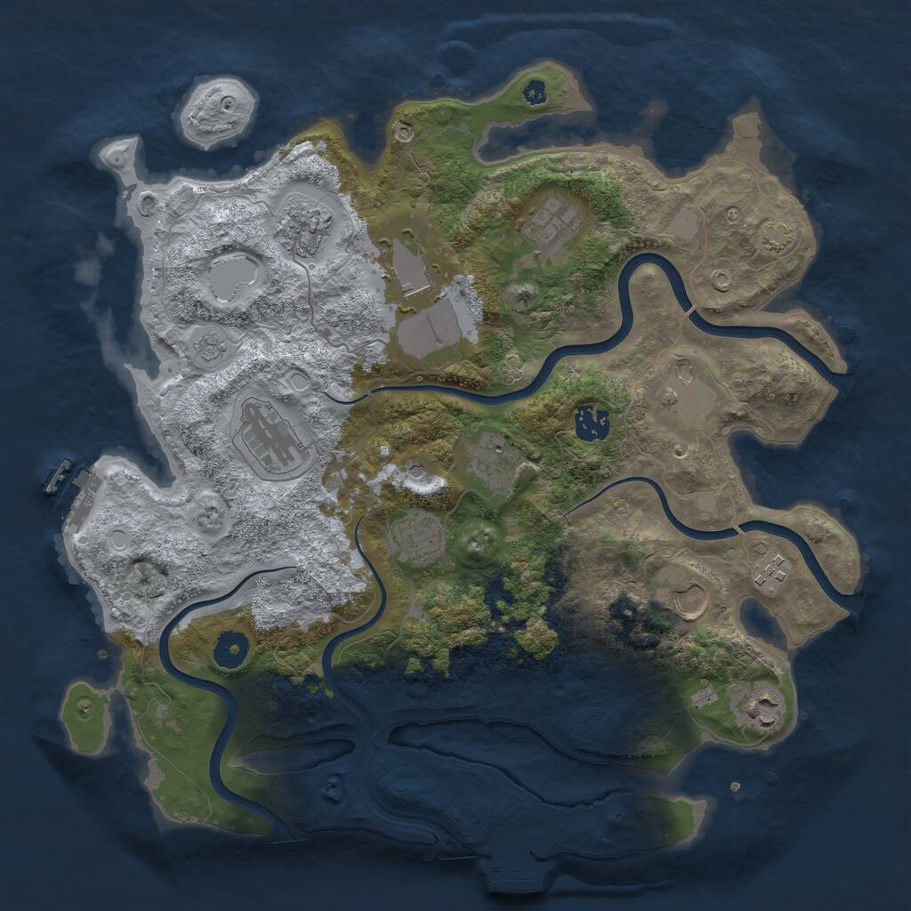 Rust Map: Procedural Map, Size: 3750, Seed: 522219626, 17 Monuments