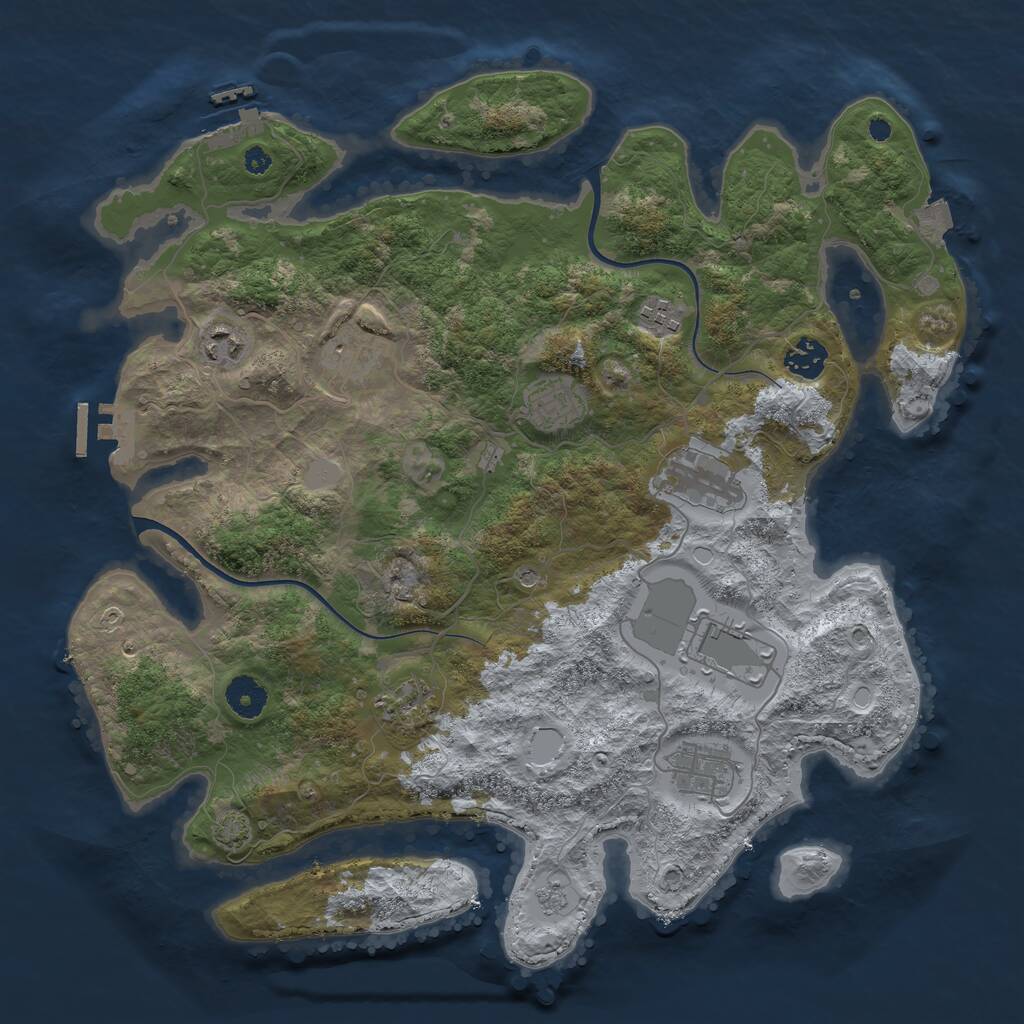 Rust Map: Procedural Map, Size: 3800, Seed: 1234606379, 15 Monuments