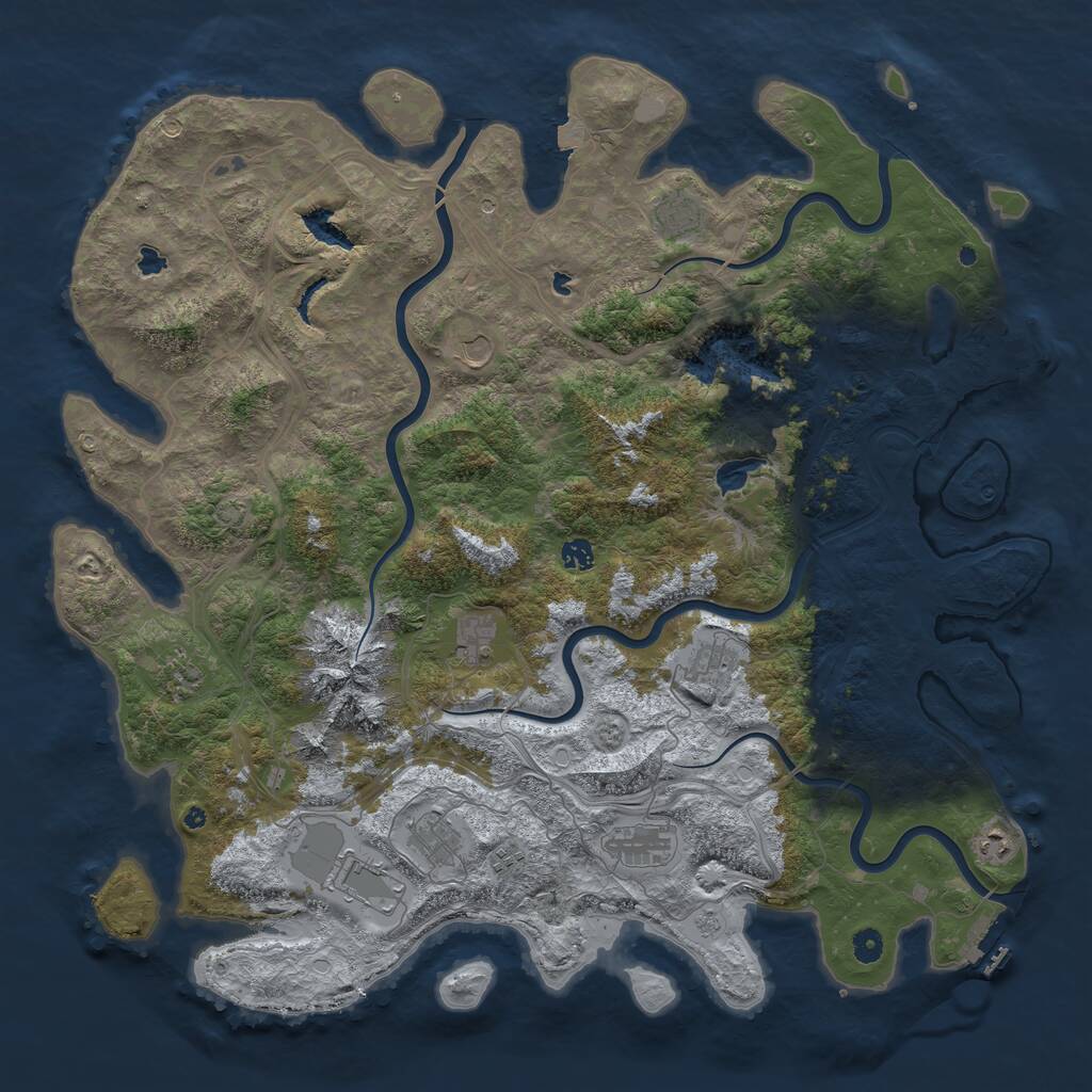 Rust Map: Procedural Map, Size: 5000, Seed: 2025, 17 Monuments