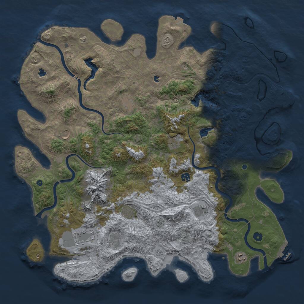 Rust Map: Procedural Map, Size: 5000, Seed: 2025, 16 Monuments