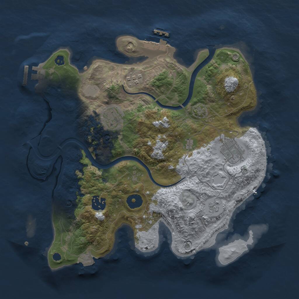 Rust Map: Procedural Map, Size: 3000, Seed: 42663, 9 Monuments