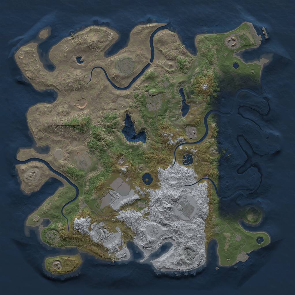 Rust Map: Procedural Map, Size: 4000, Seed: 1687839409, 16 Monuments
