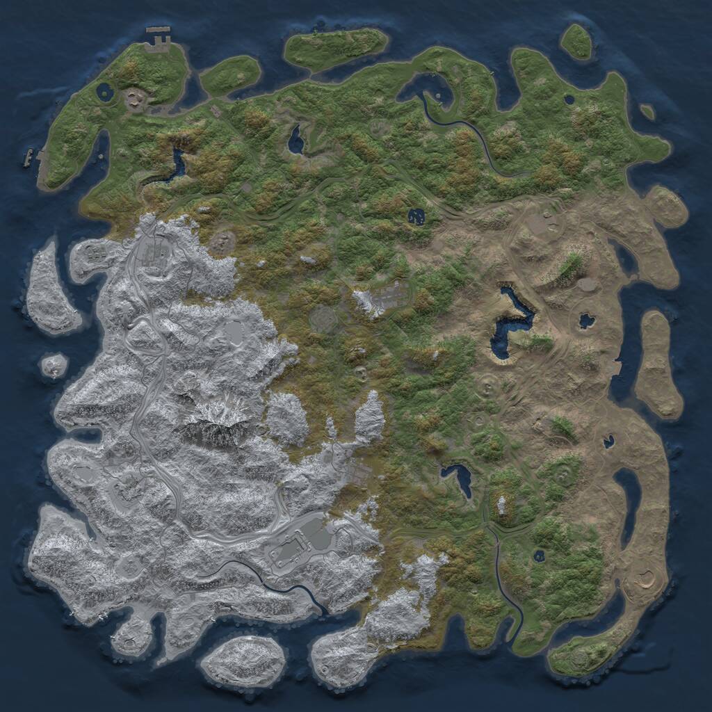 Rust Map: Procedural Map, Size: 6000, Seed: 88781899, 17 Monuments