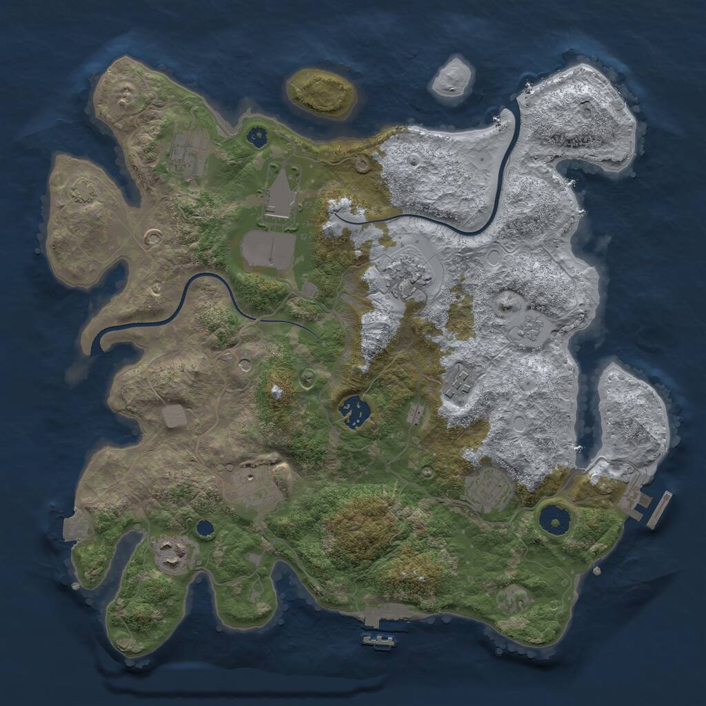Rust Map: Procedural Map, Size: 3500, Seed: 368865772, 14 Monuments