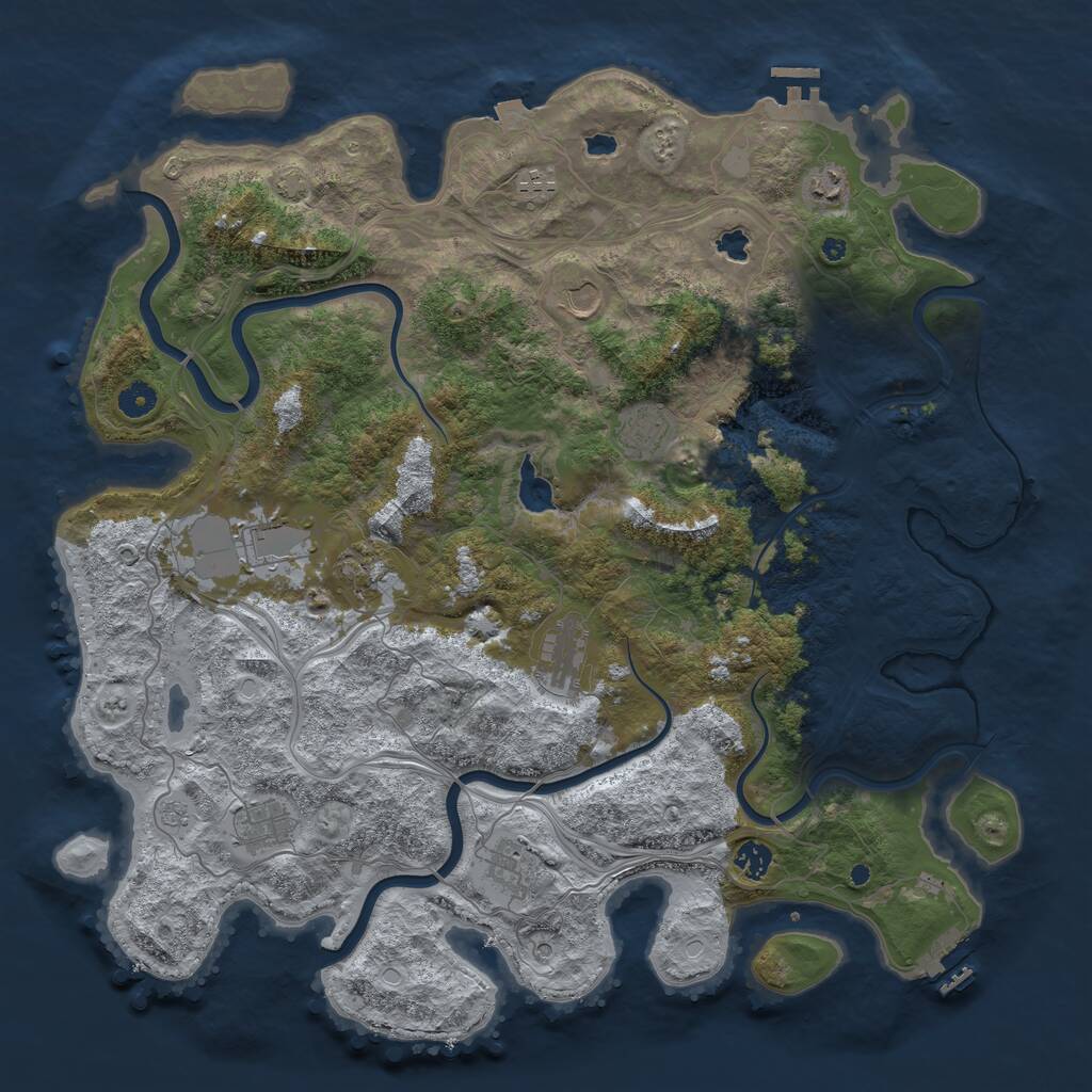 Rust Map: Procedural Map, Size: 4500, Seed: 1023274, 16 Monuments