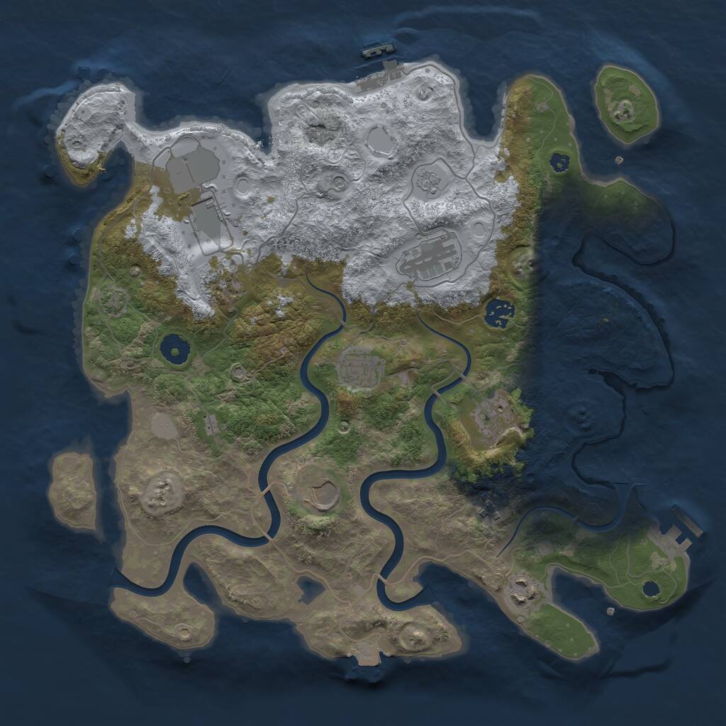 Rust Map: Procedural Map, Size: 3700, Seed: 690690272, 15 Monuments