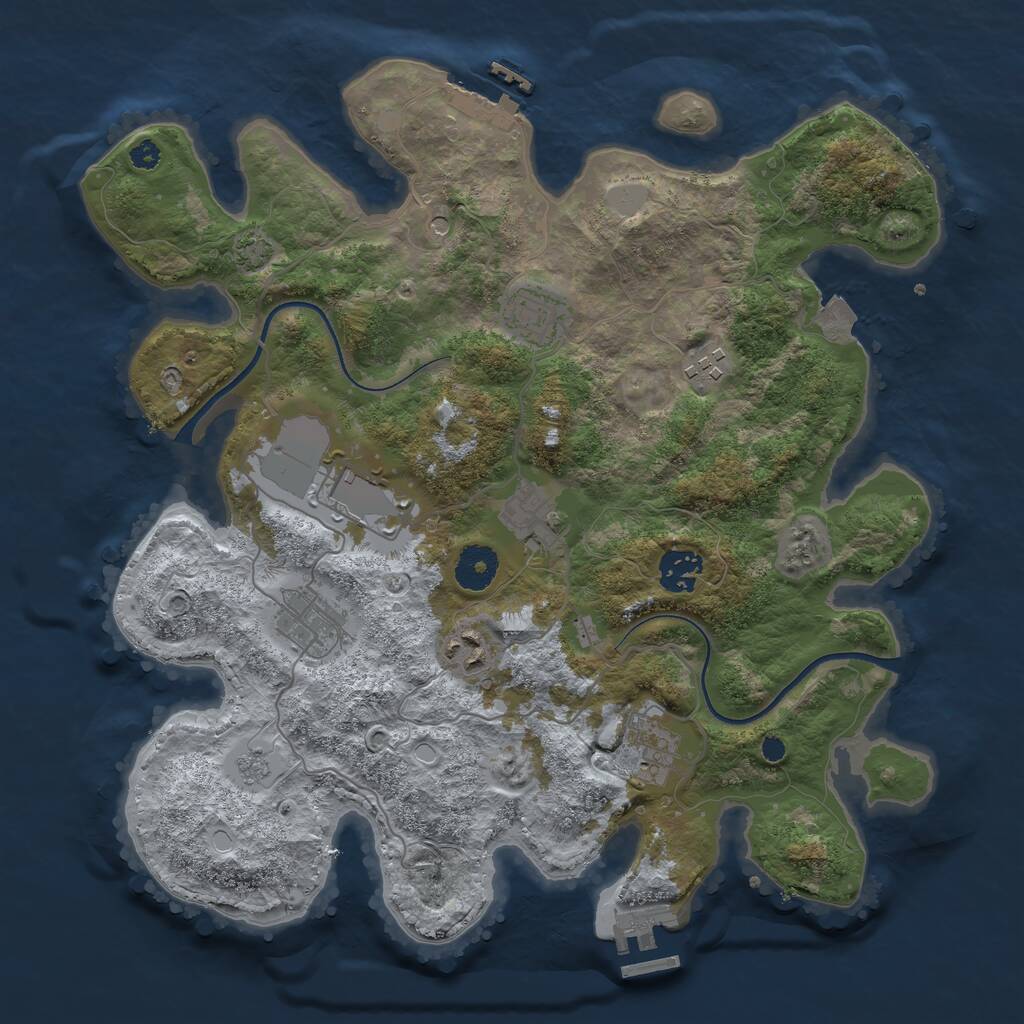 Rust Map: Procedural Map, Size: 3500, Seed: 1873669810, 14 Monuments