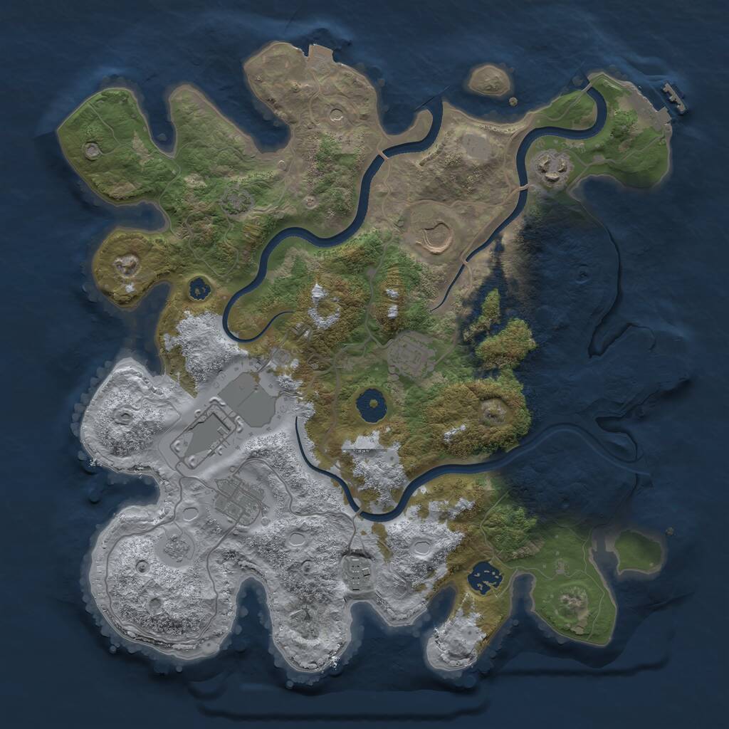 Rust Map: Procedural Map, Size: 3500, Seed: 1873669810, 13 Monuments