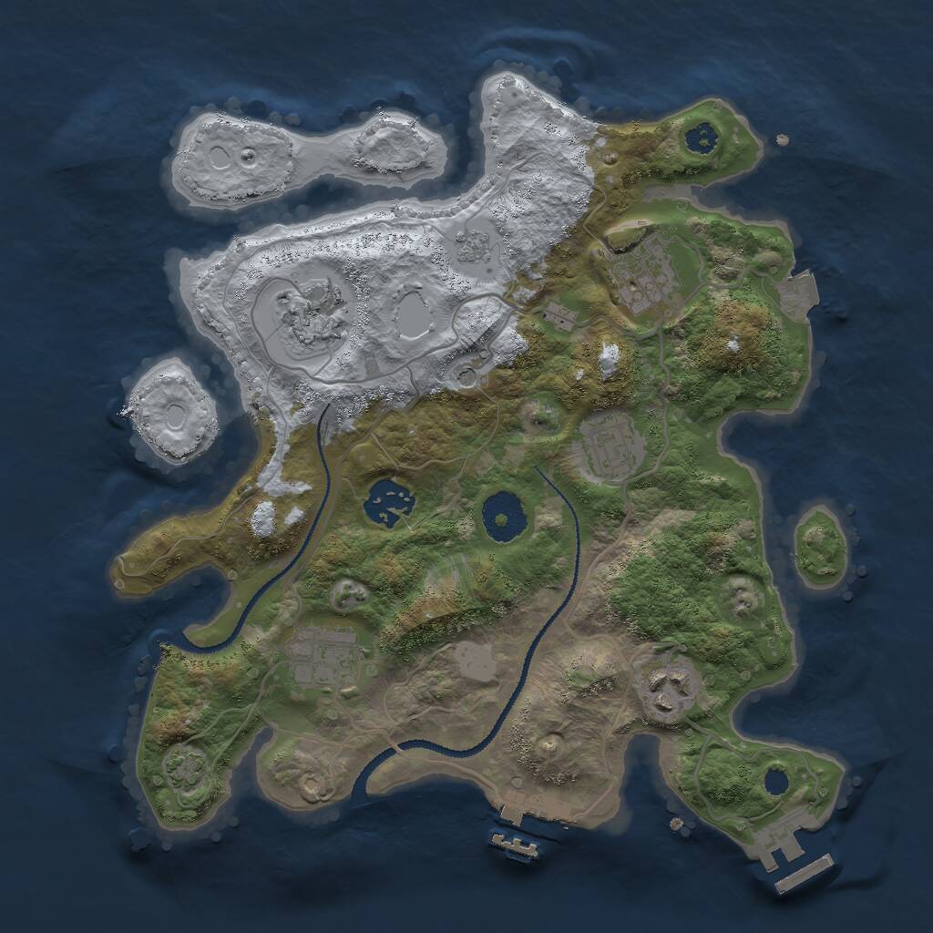 Rust Map: Procedural Map, Size: 3000, Seed: 29771, 12 Monuments