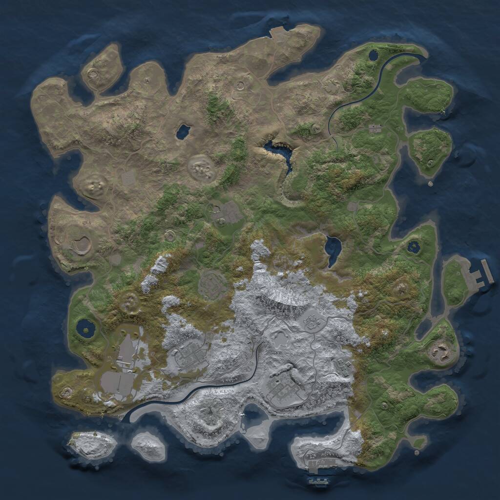 Rust Map: Procedural Map, Size: 4000, Seed: 1862001201, 14 Monuments