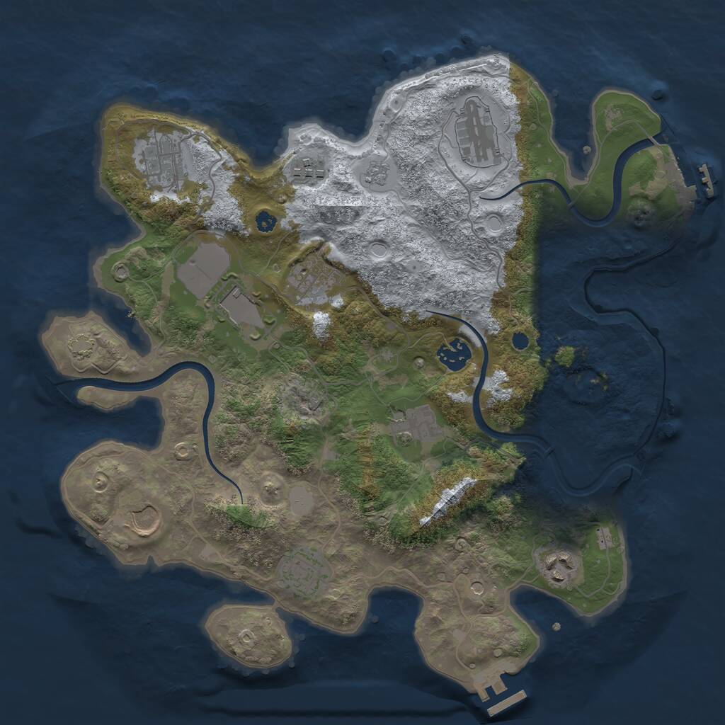 Rust Map: Procedural Map, Size: 3500, Seed: 387479503, 16 Monuments