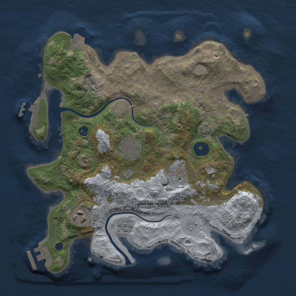 Rust Map: Procedural Map, Size: 3000, Seed: 1925306479, 10 Monuments