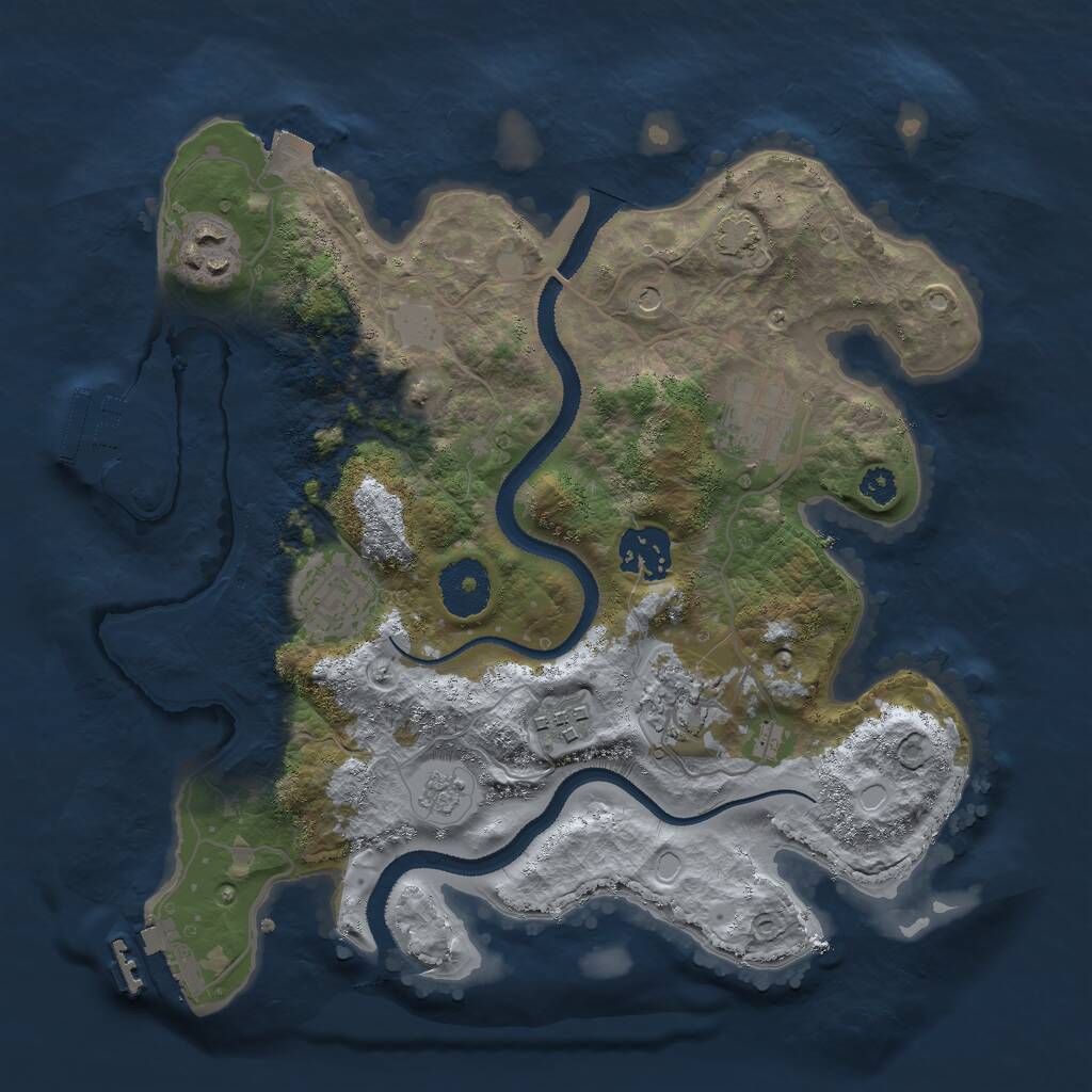 Rust Map: Procedural Map, Size: 3000, Seed: 1925306479, 12 Monuments