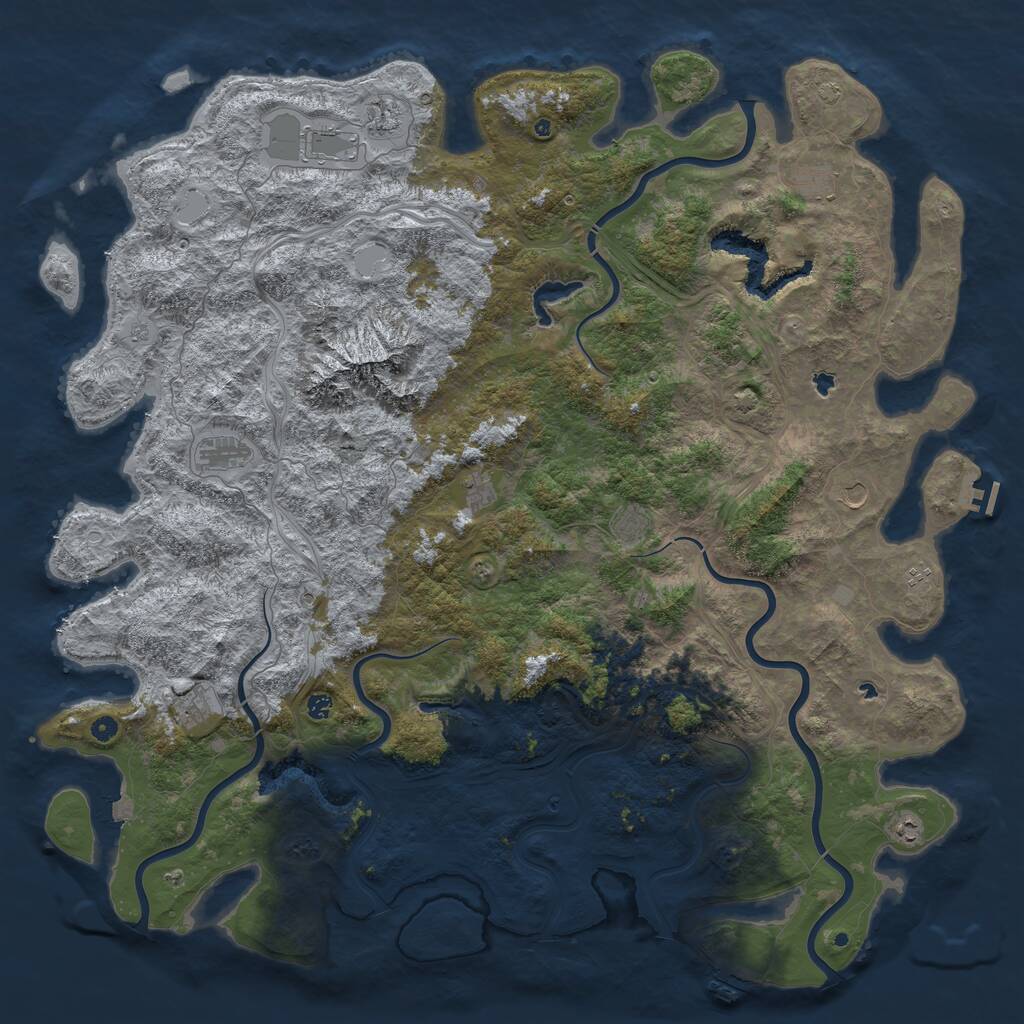 Rust Map: Procedural Map, Size: 6000, Seed: 158768775, 17 Monuments
