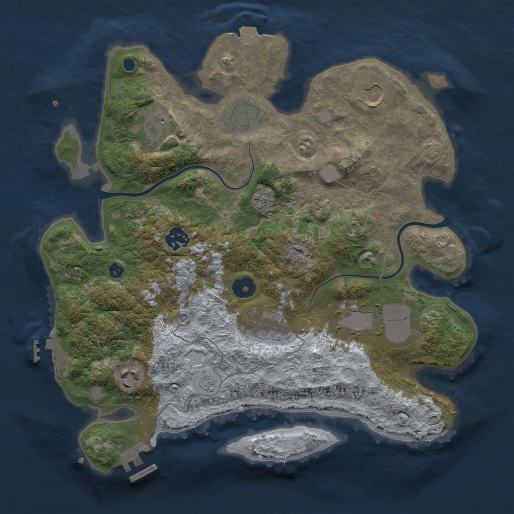 Rust Map: Procedural Map, Size: 3500, Seed: 1494696834, 14 Monuments