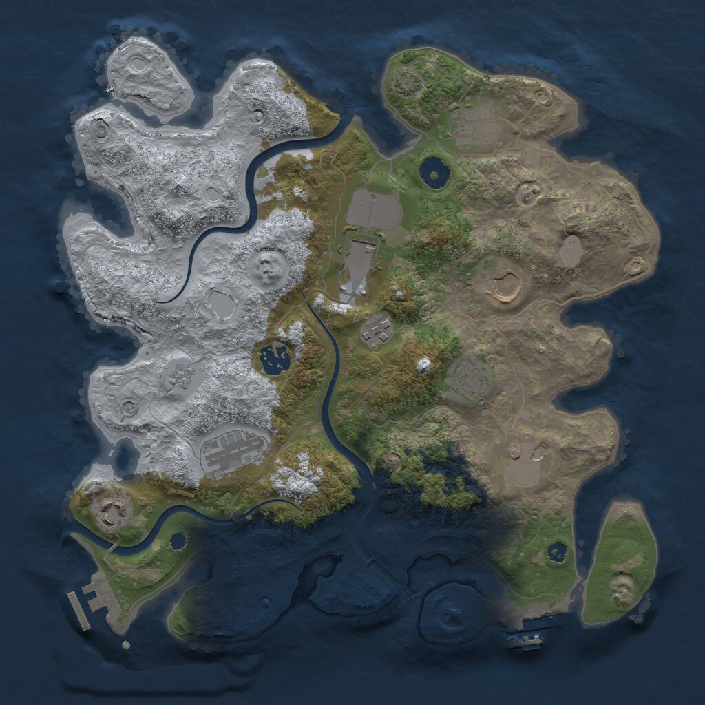 Rust Map: Procedural Map, Size: 3500, Seed: 78213687, 15 Monuments
