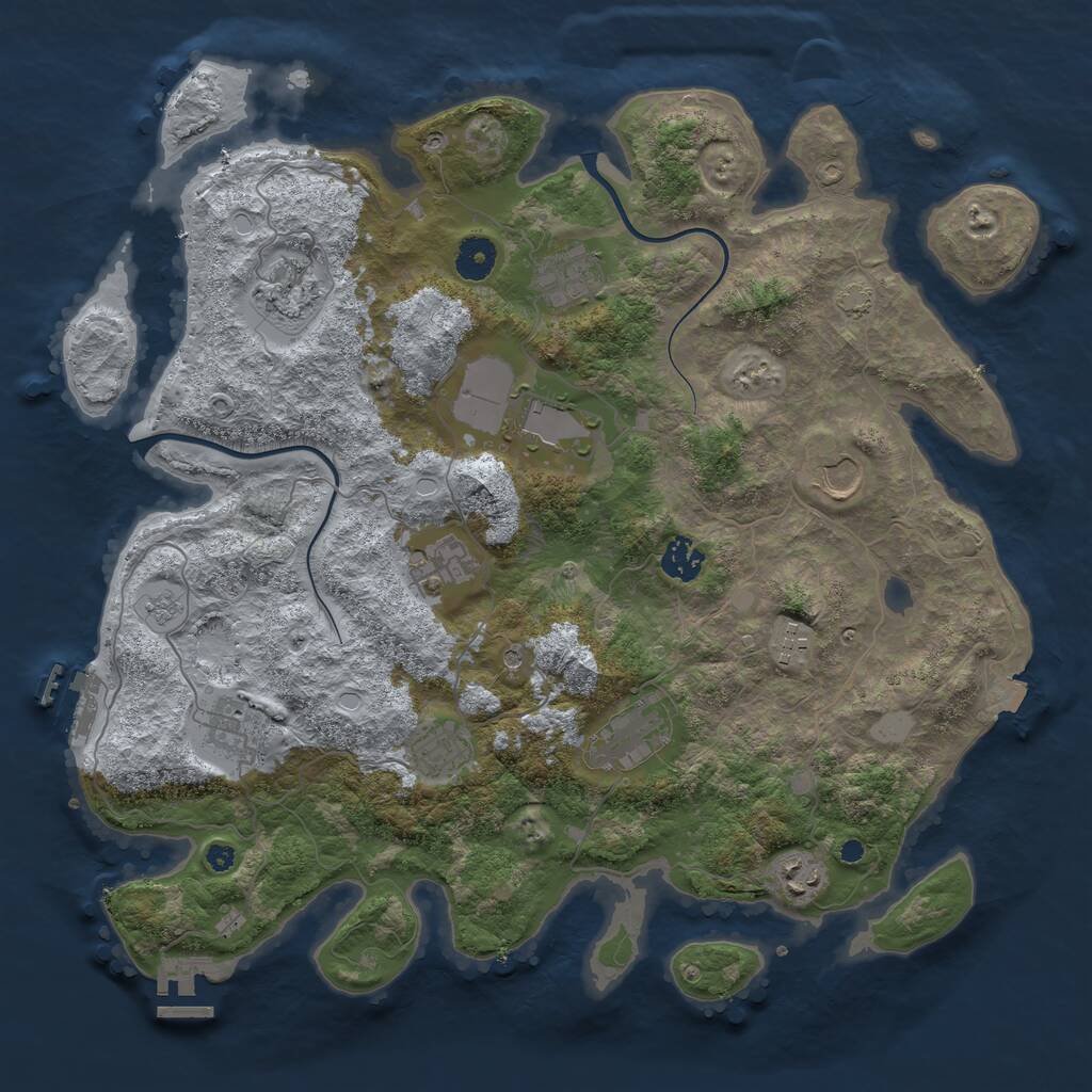 Rust Map: Procedural Map, Size: 3900, Seed: 1301214874, 17 Monuments