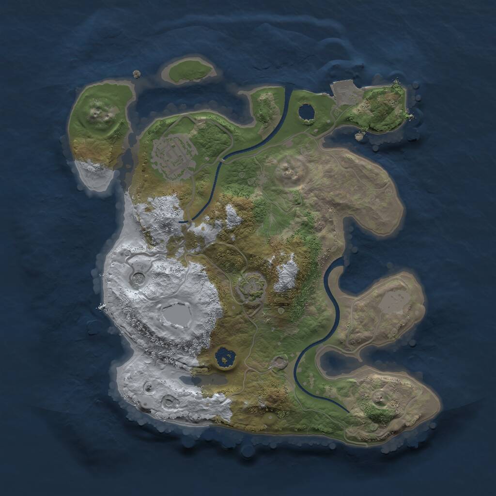Rust Map: Procedural Map, Size: 2500, Seed: 471748485, 4 Monuments