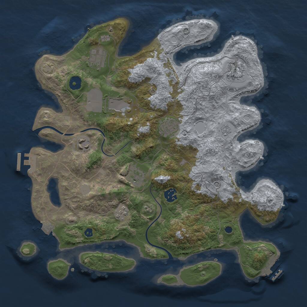 Rust Map: Procedural Map, Size: 3500, Seed: 191614191, 14 Monuments
