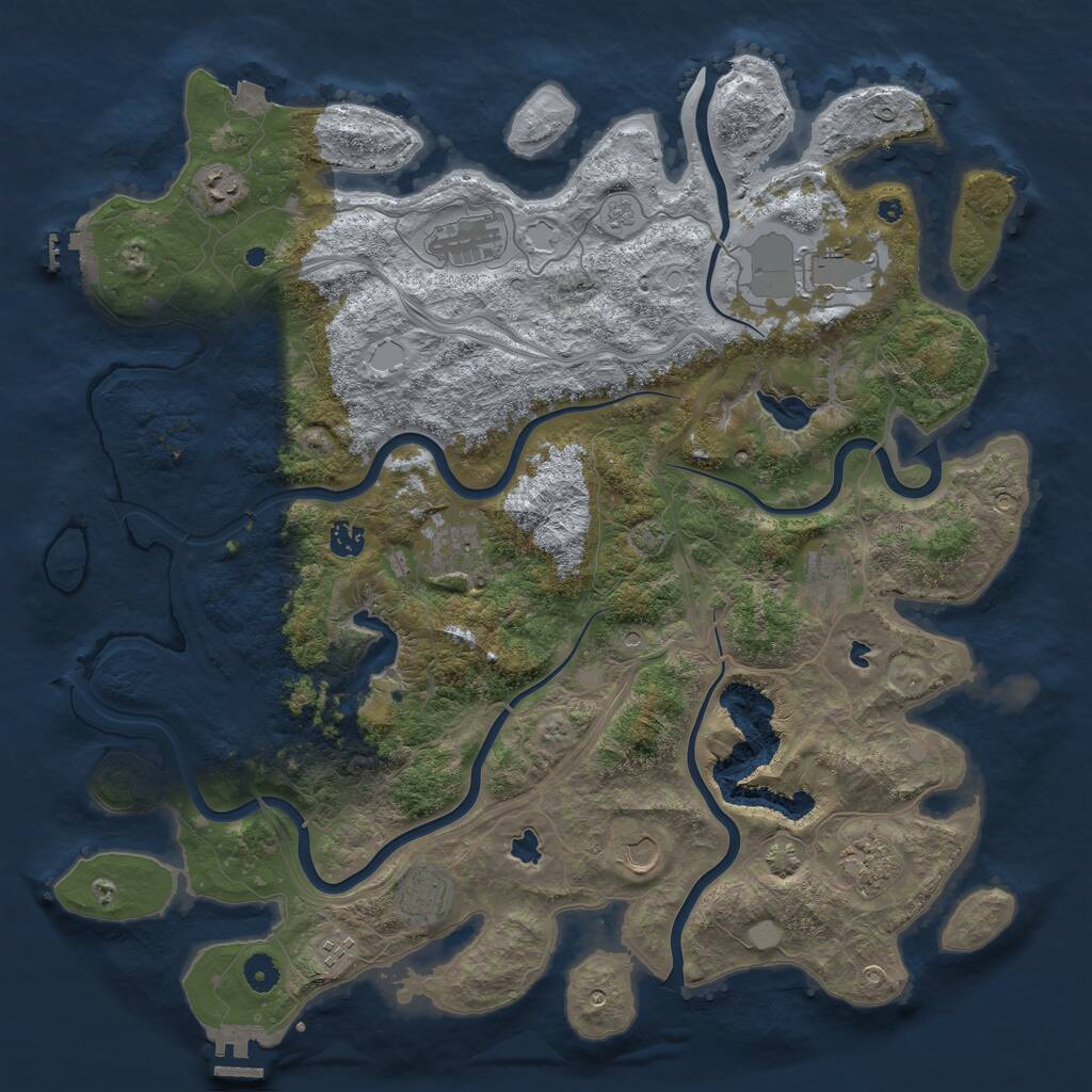 Rust Map: Procedural Map, Size: 4500, Seed: 8491563, 16 Monuments