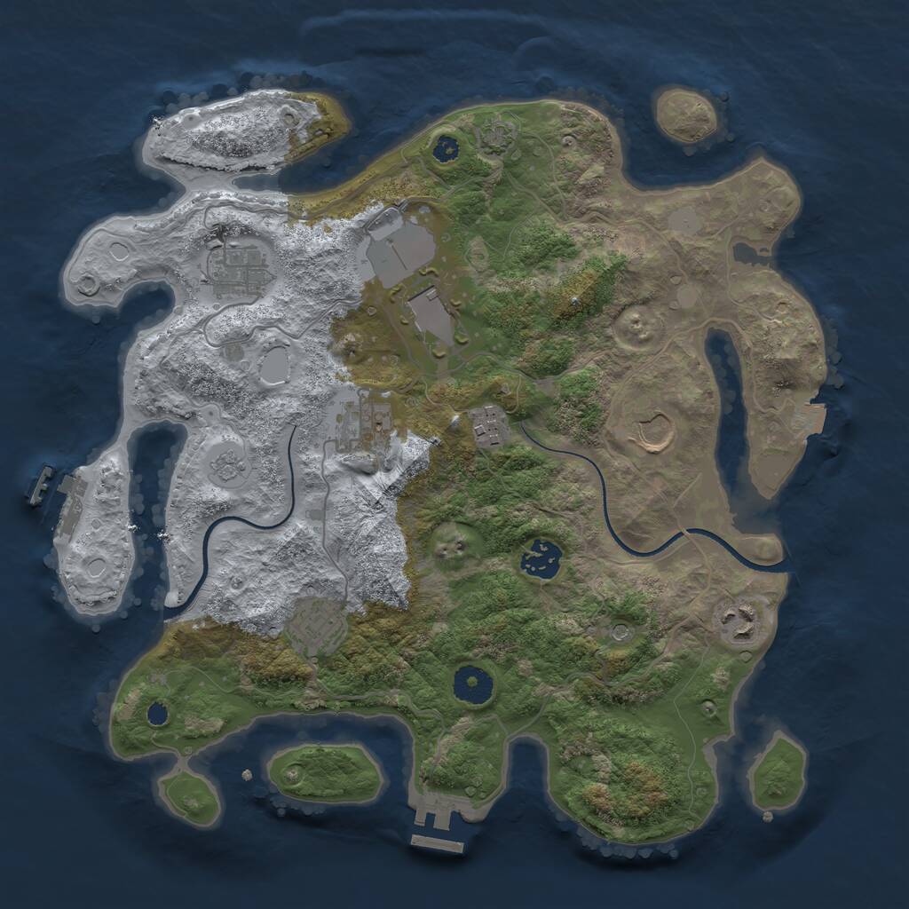 Rust Map: Procedural Map, Size: 3500, Seed: 654302930, 14 Monuments