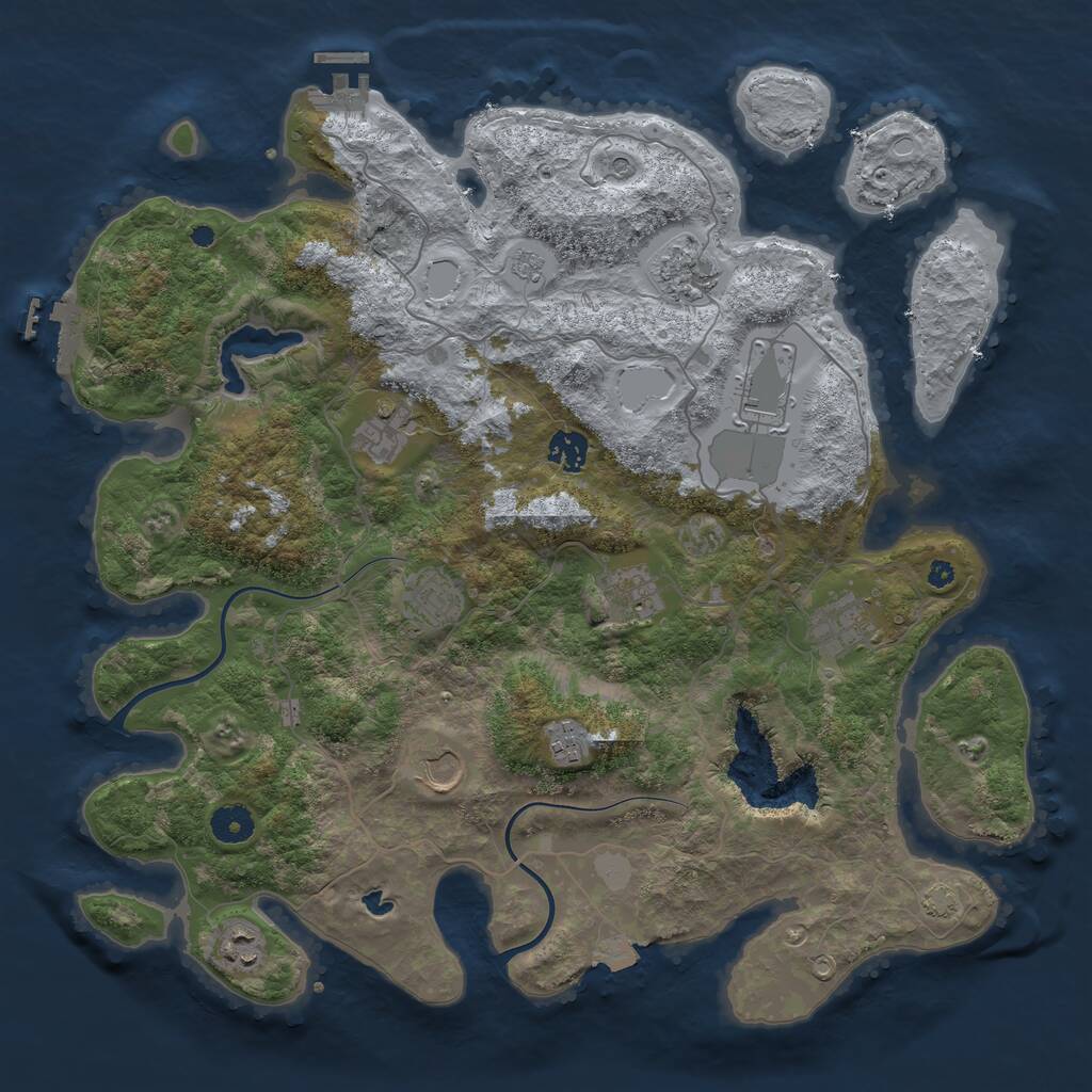 Rust Map: Procedural Map, Size: 4000, Seed: 612365, 16 Monuments
