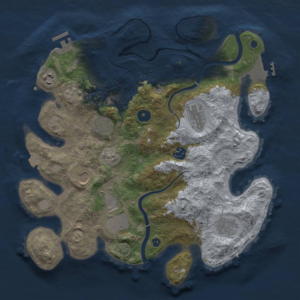 Rust Map: Procedural Map, Size: 3500, Seed: 10109, 14 Monuments