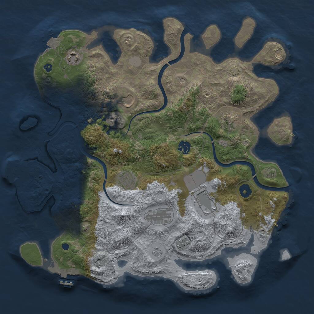 Rust Map: Procedural Map, Size: 3700, Seed: 9529451, 14 Monuments