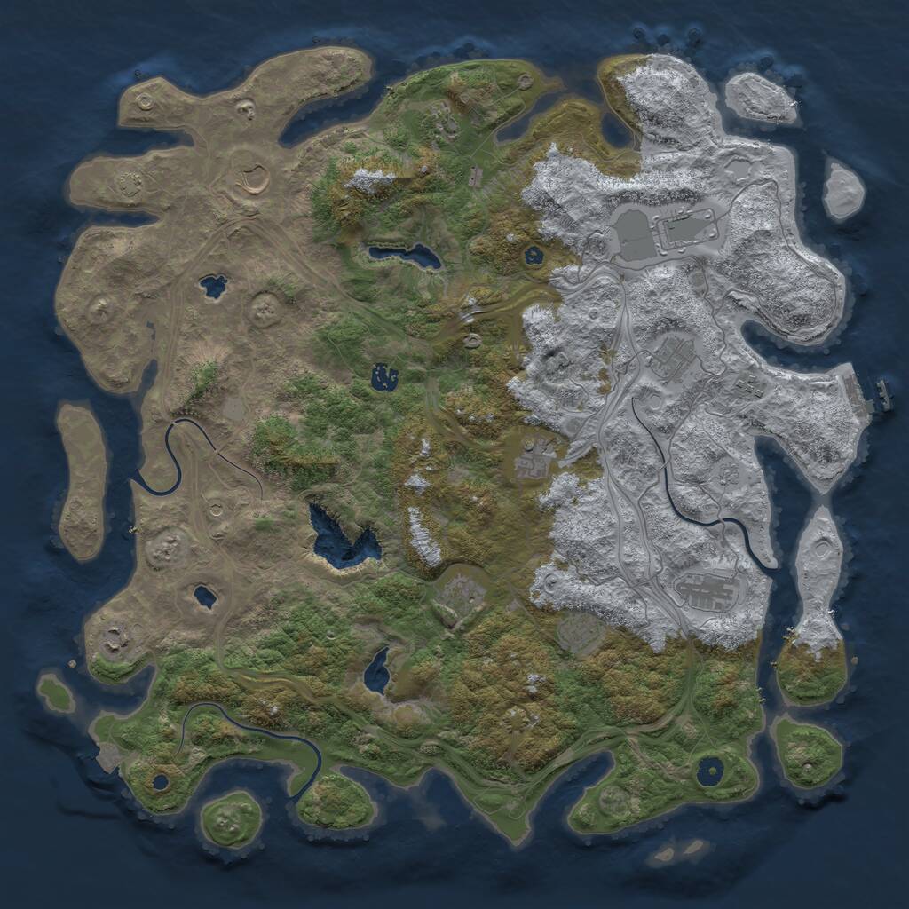 Rust Map: Procedural Map, Size: 4800, Seed: 453453345, 16 Monuments