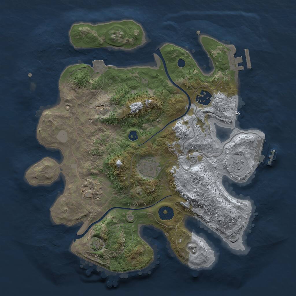 Rust Map: Procedural Map, Size: 3000, Seed: 50131, 9 Monuments