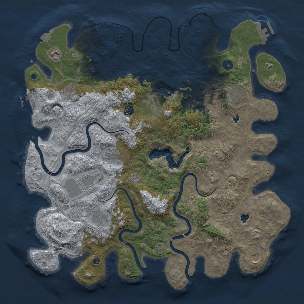 Rust Map: Procedural Map, Size: 4500, Seed: 1811659832, 16 Monuments