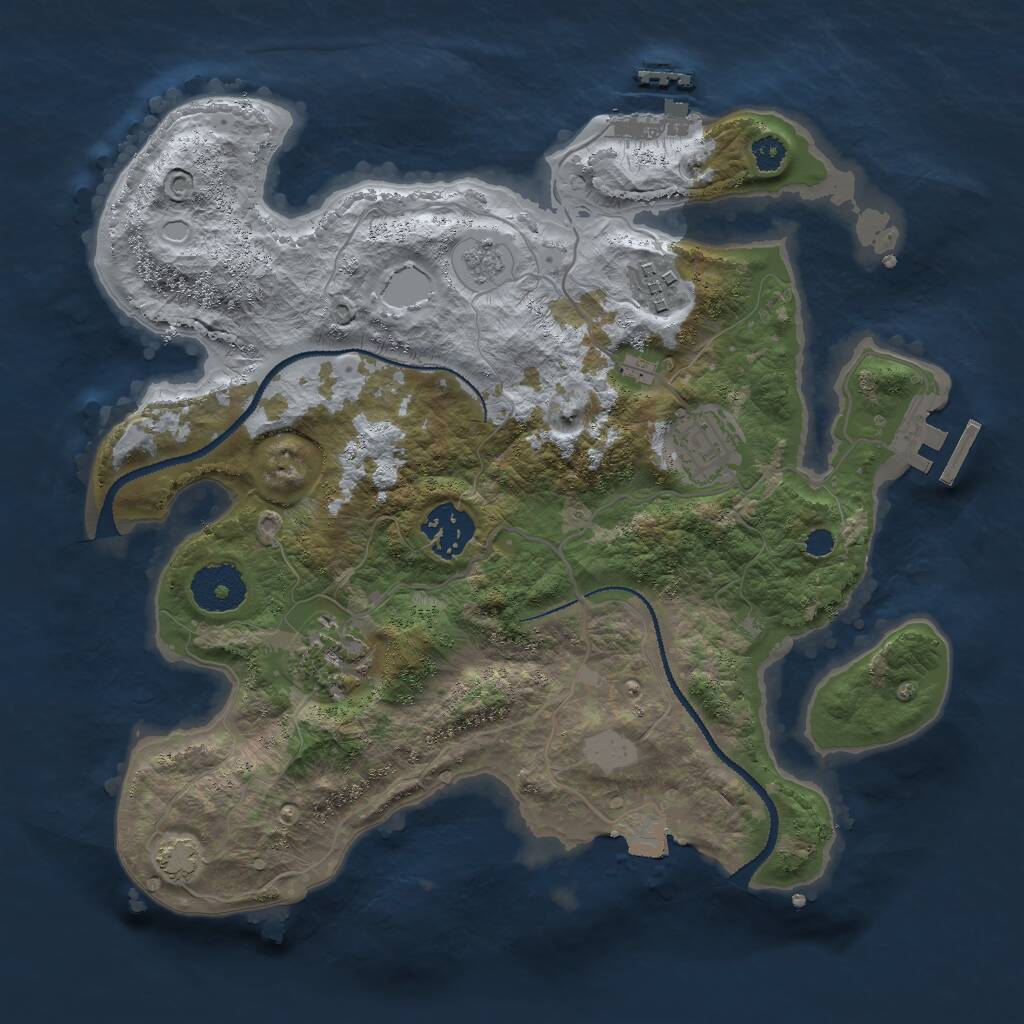 Rust Map: Procedural Map, Size: 3000, Seed: 1198351824, 9 Monuments