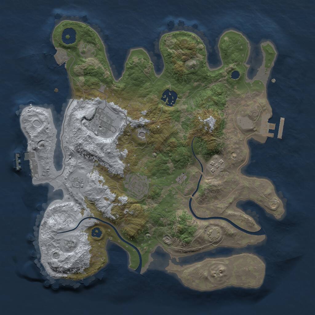 Rust Map: Procedural Map, Size: 3000, Seed: 686555592, 10 Monuments