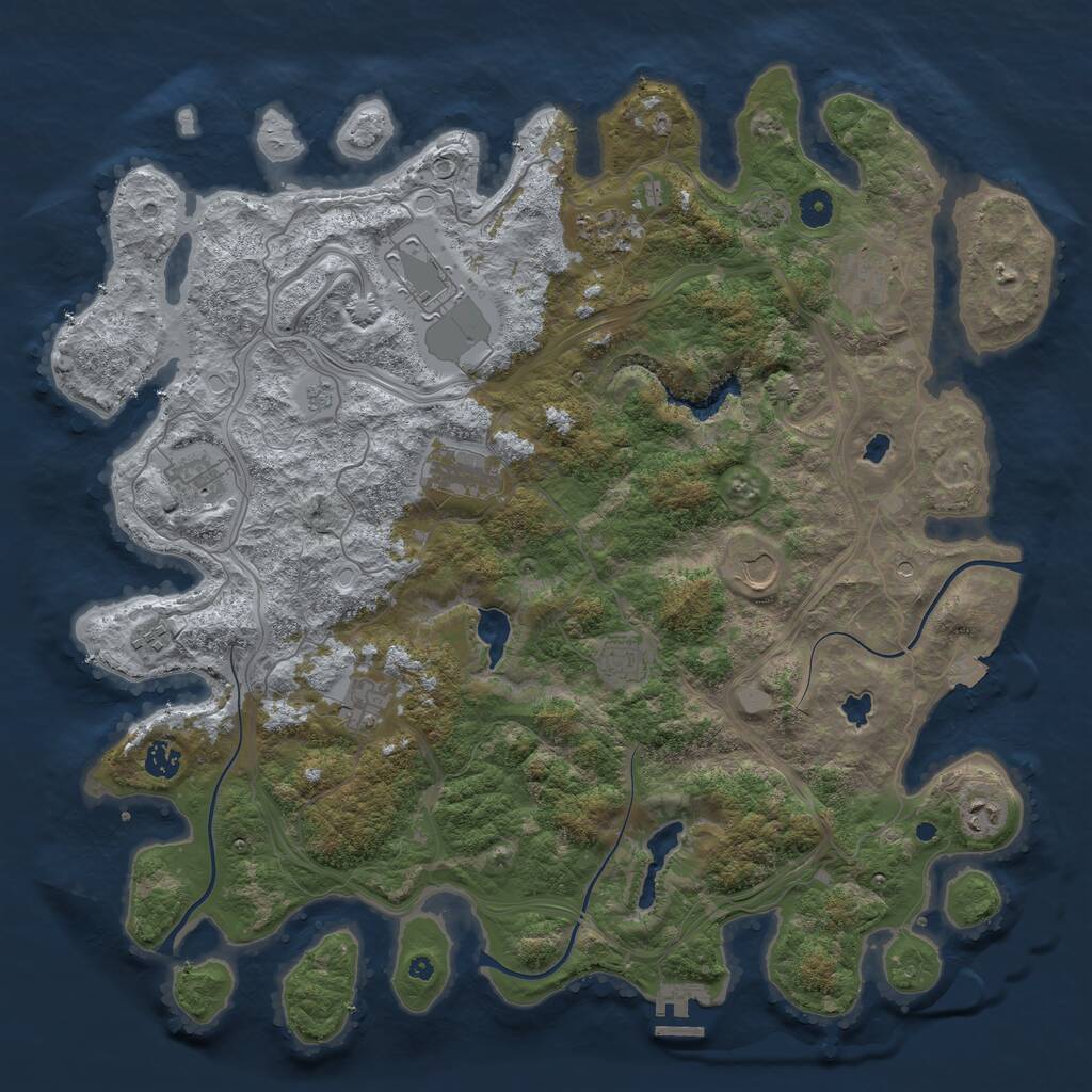 Rust Map: Procedural Map, Size: 4500, Seed: 67893423, 16 Monuments