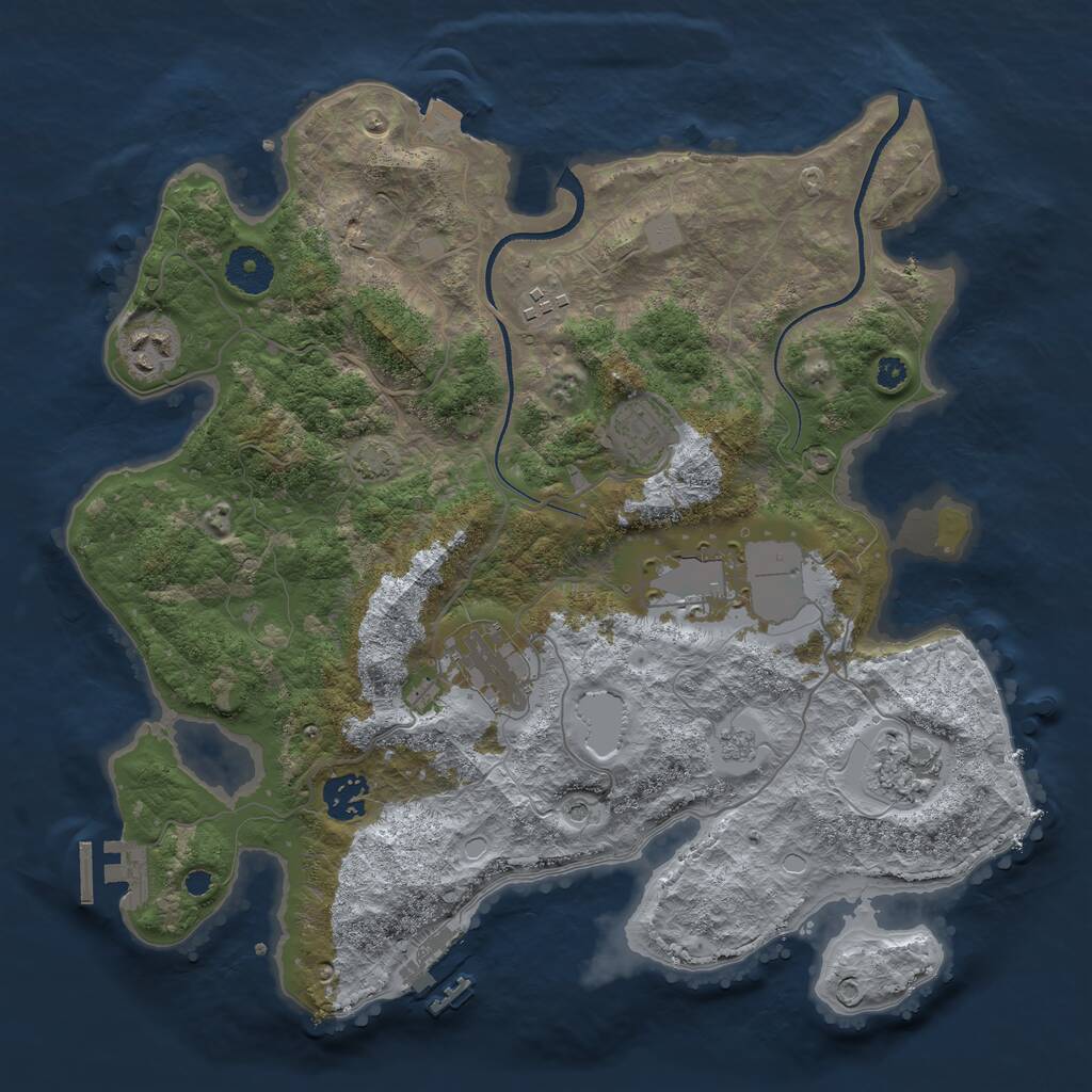 Rust Map: Procedural Map, Size: 3505, Seed: 16370, 13 Monuments