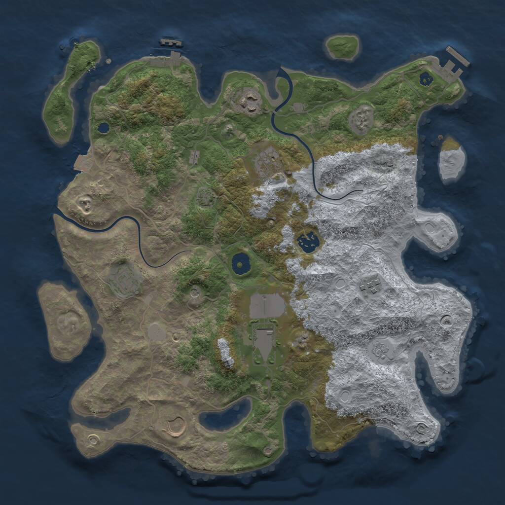 Rust Map: Procedural Map, Size: 3700, Seed: 389130340, 13 Monuments