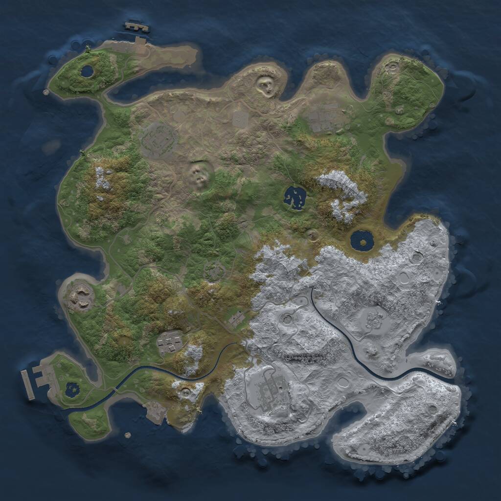 Rust Map: Procedural Map, Size: 3300, Seed: 22360, 12 Monuments