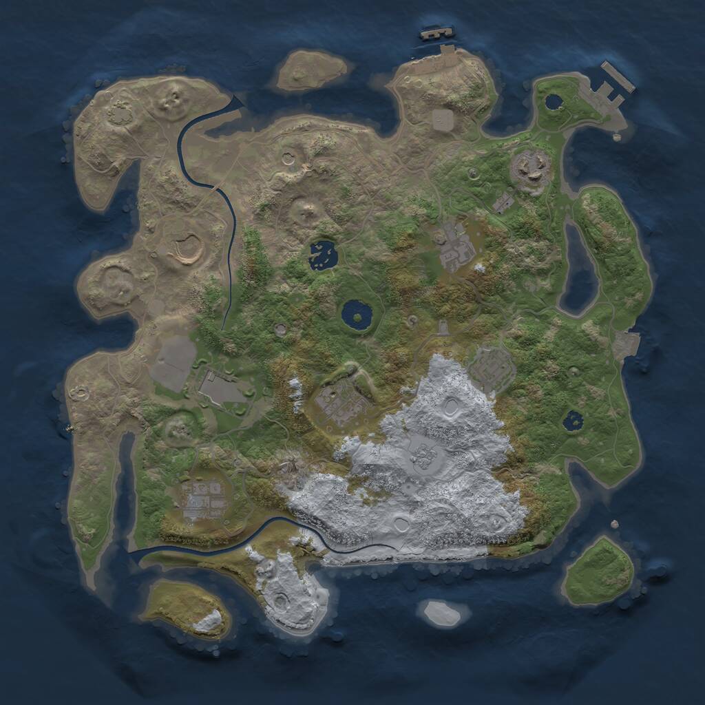 Rust Map: Procedural Map, Size: 3500, Seed: 731175888, 14 Monuments