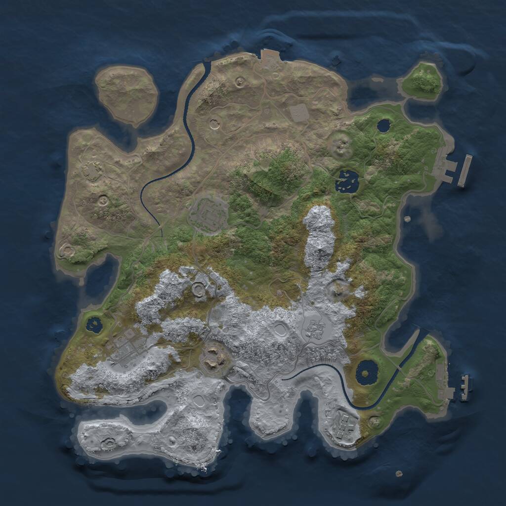 Rust Map: Procedural Map, Size: 3125, Seed: 242041, 11 Monuments
