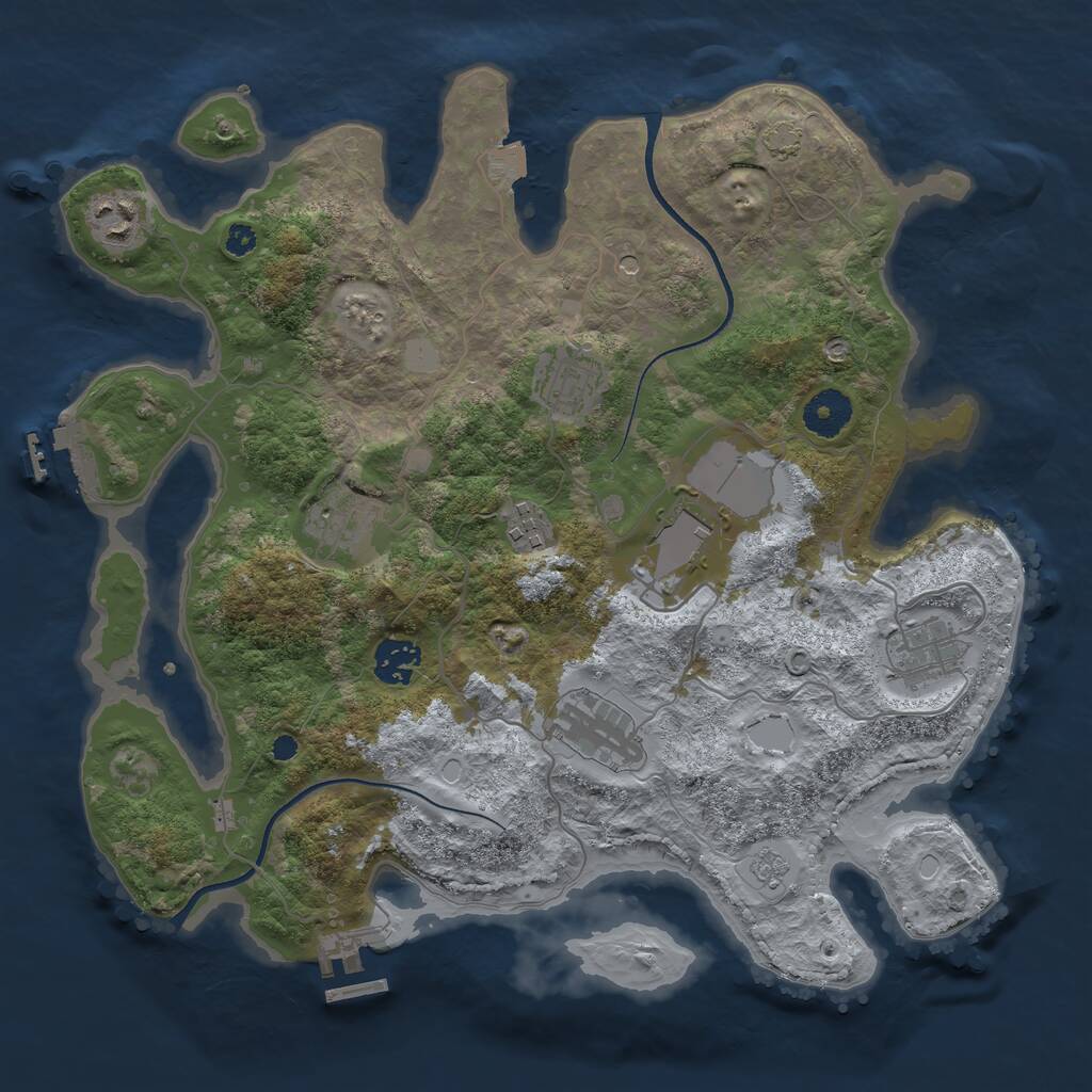 Rust Map: Procedural Map, Size: 3500, Seed: 55655, 14 Monuments