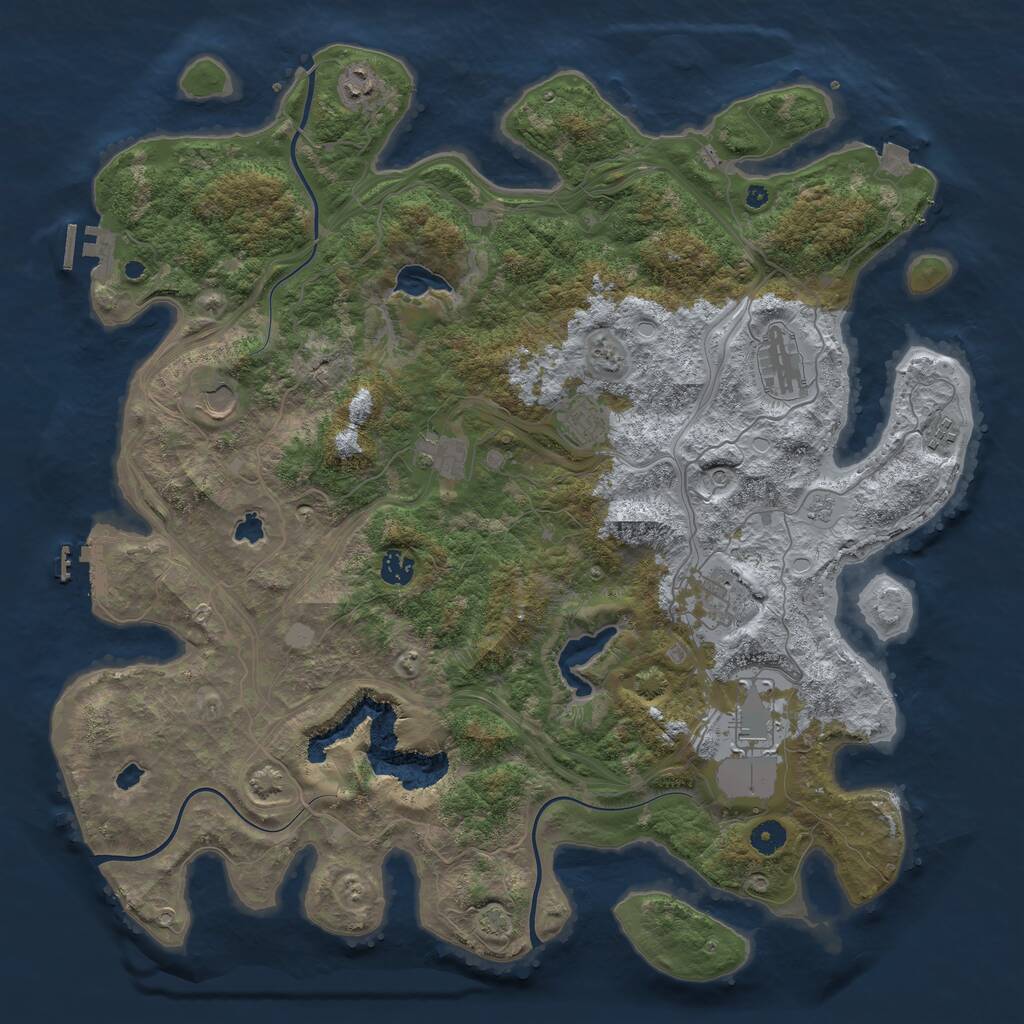 Rust Map: Procedural Map, Size: 4500, Seed: 124234, 15 Monuments