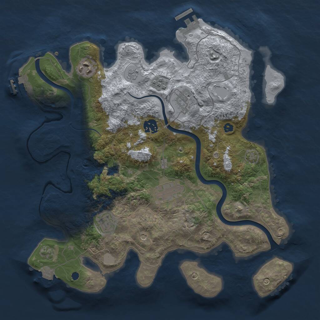 Rust Map: Procedural Map, Size: 3350, Seed: 7864577, 12 Monuments