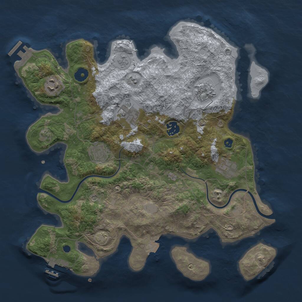 Rust Map: Procedural Map, Size: 3350, Seed: 7864577, 12 Monuments