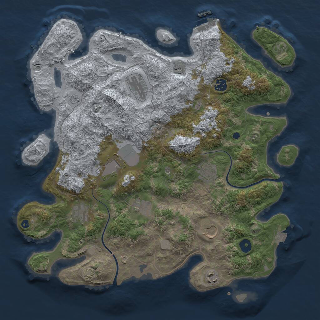 Rust Map: Procedural Map, Size: 3800, Seed: 48658688, 14 Monuments