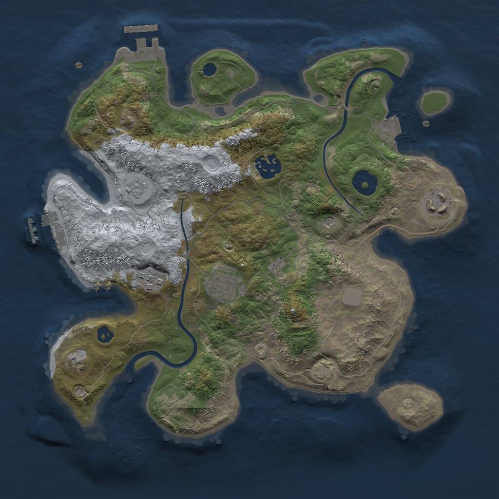 Rust Map: Procedural Map, Size: 3000, Seed: 62973, 10 Monuments