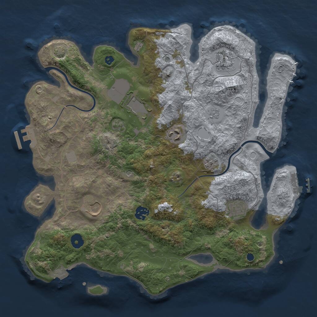 Rust Map: Procedural Map, Size: 3500, Seed: 472405038, 13 Monuments