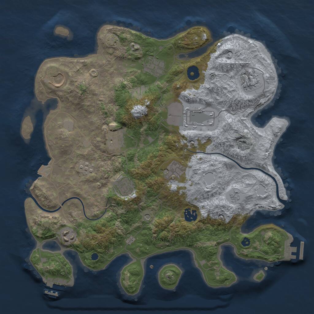 Rust Map: Procedural Map, Size: 3500, Seed: 203457497, 16 Monuments
