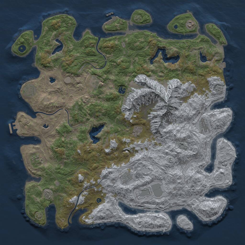 Rust Map: Procedural Map, Size: 5000, Seed: 387894010, 16 Monuments